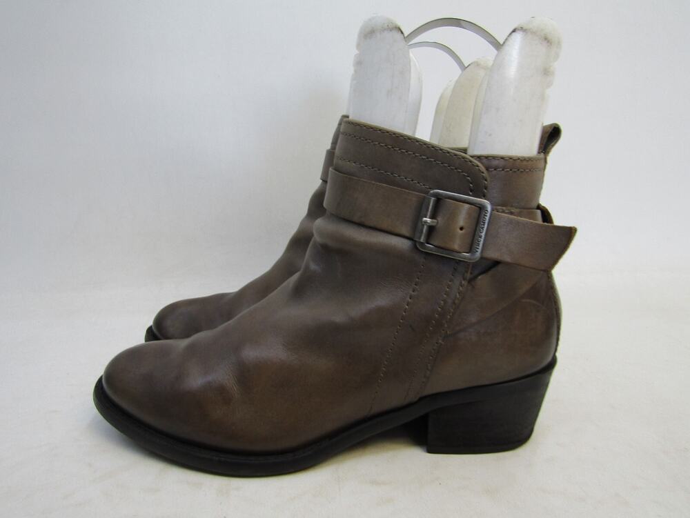 Vince Camuto Womens Sz 6.5 B Brown Leather Zip Buckle Ankle Fashion Boots Bootie